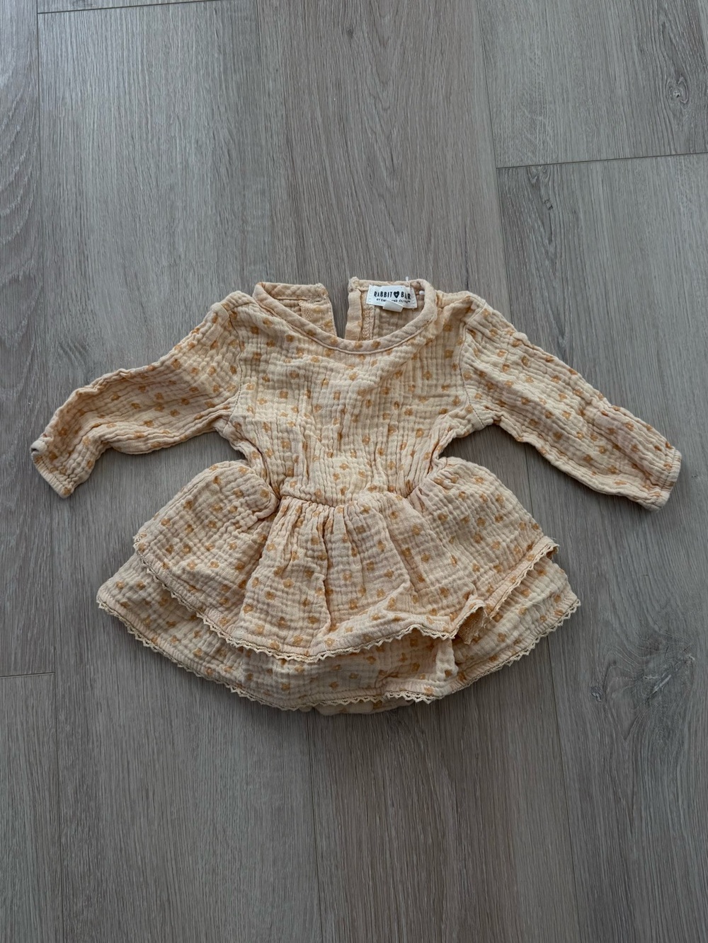 Soft Cream Ruffled Long-Sleeve Kids Dress